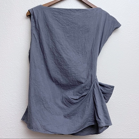 Grade & Gather Boutique Sleeveless Asymmetrical Linen Blend Bow Wrap Top - Picture 5 of 10